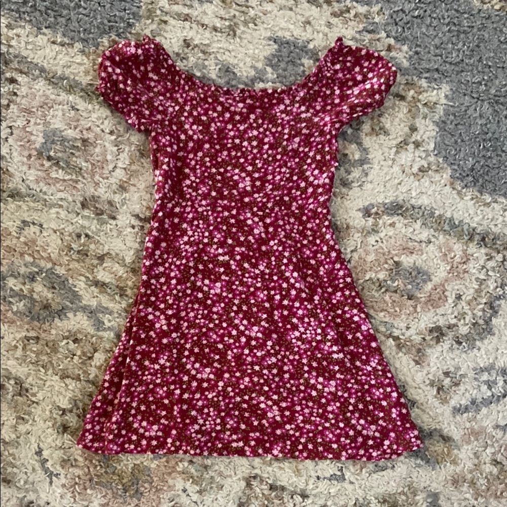 Old Navy Red Puff Sleeve Off the Shoulder Sundress